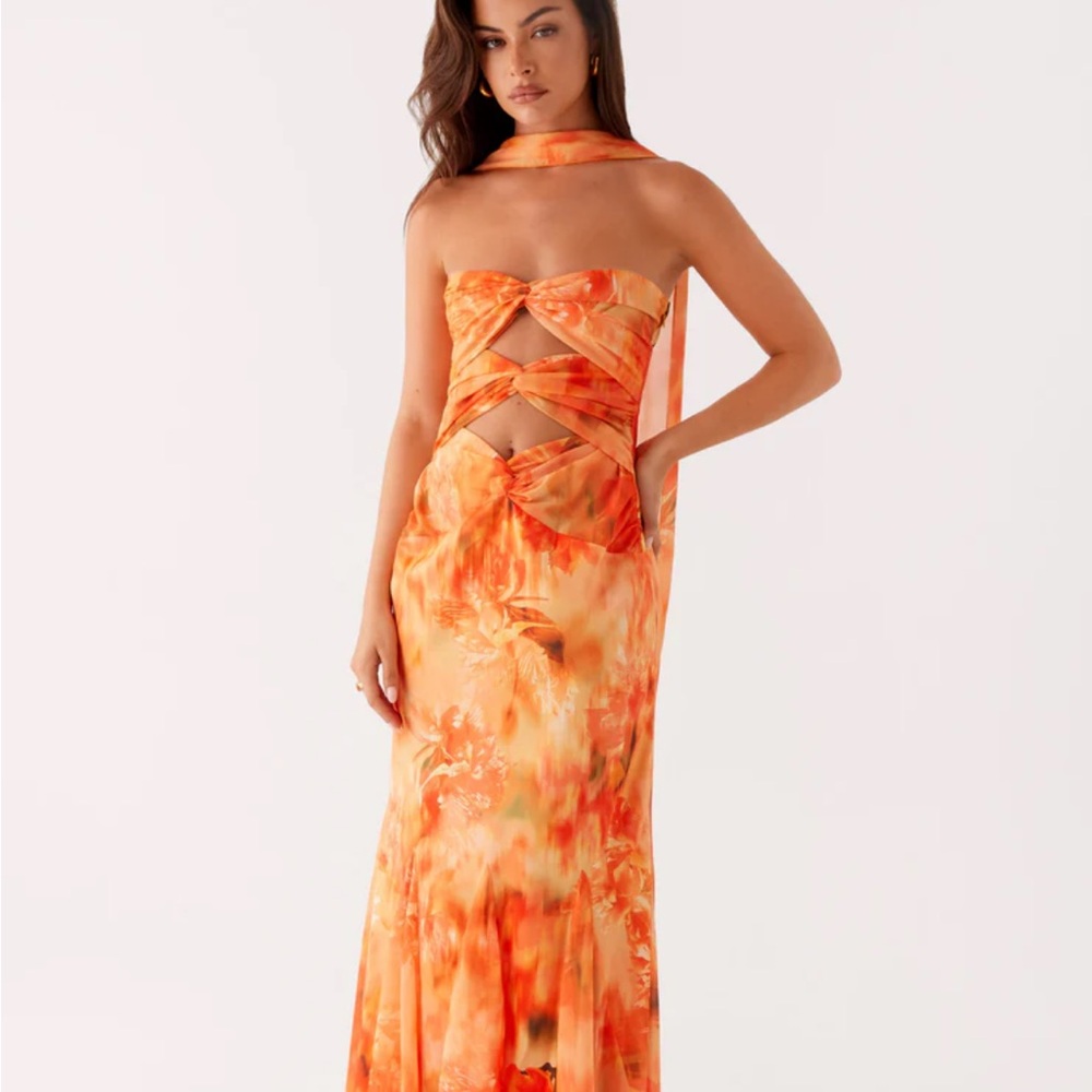 NEVER WORN. Peppermayo Exclusive - Melrose Satin Chiffon Maxi Dress